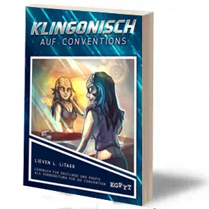 perspektivische Darstellung des Buchs Klingonisch auf Conventions