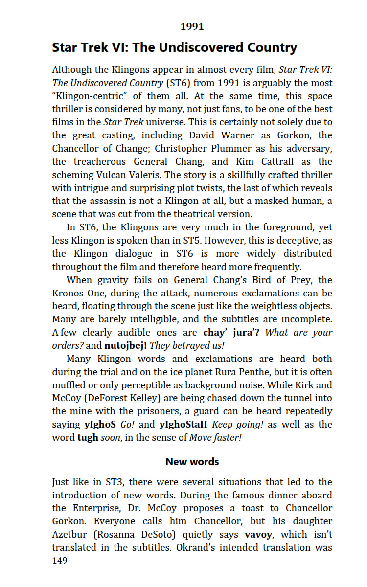 Klingon used in Star Trek VI