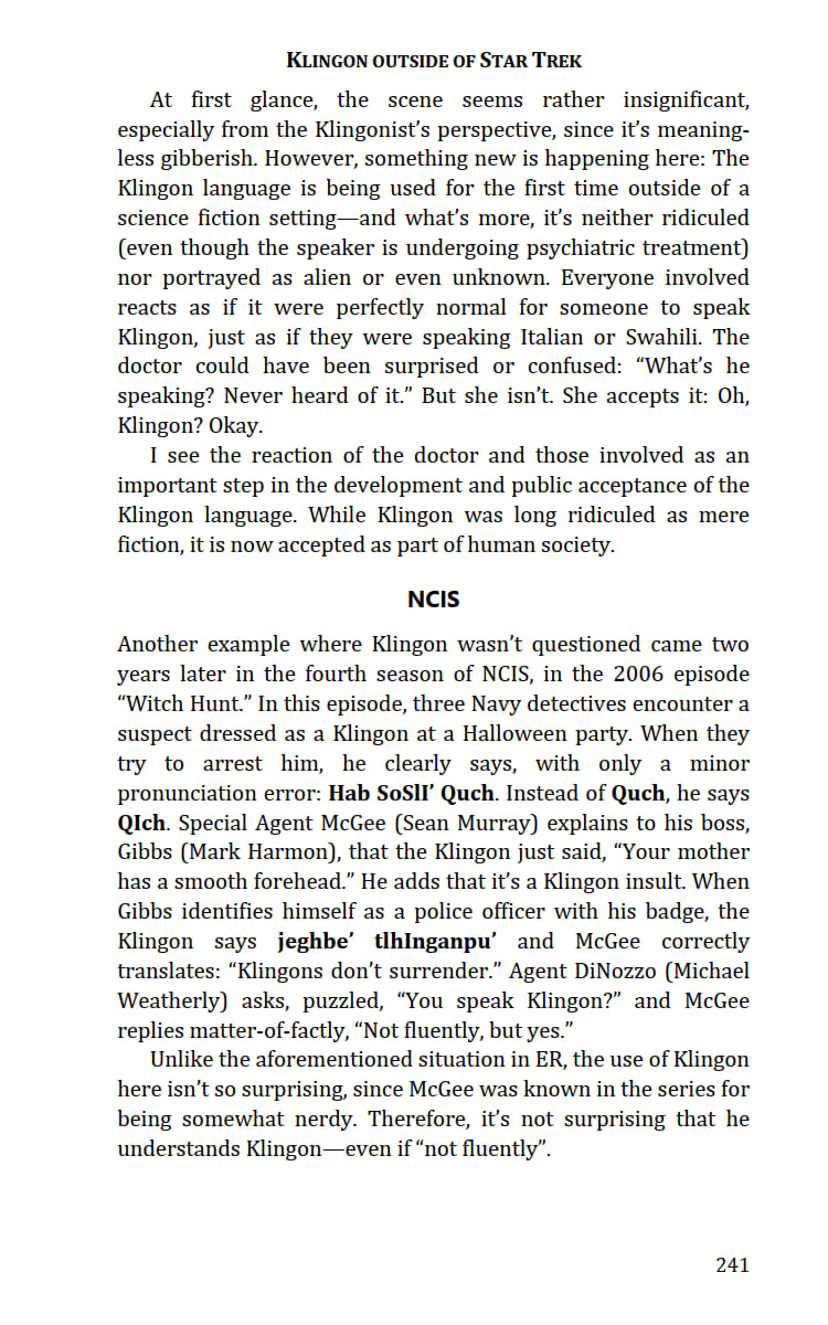 Klingon outside of Star Trek